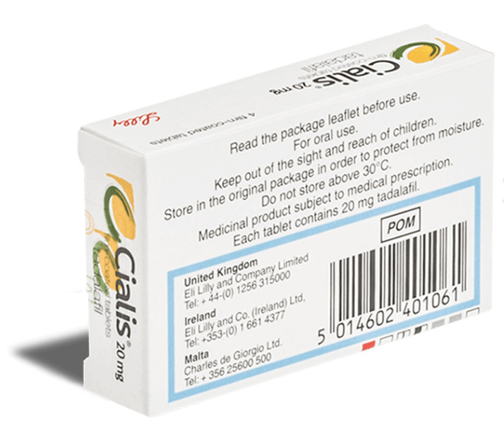 Boite de Cialis 20mg back